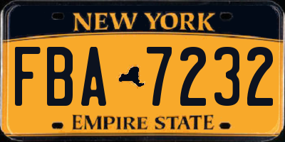 NY license plate FBA7232