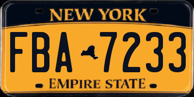 NY license plate FBA7233