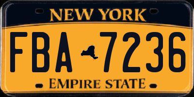NY license plate FBA7236
