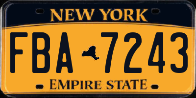 NY license plate FBA7243