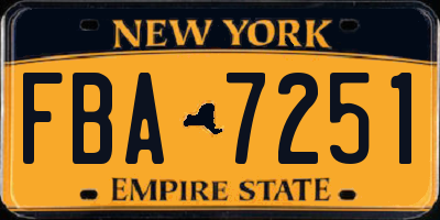 NY license plate FBA7251