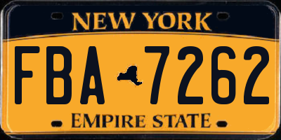 NY license plate FBA7262