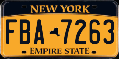 NY license plate FBA7263