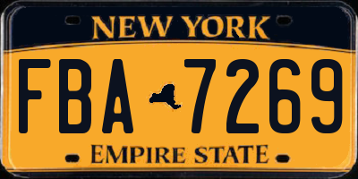 NY license plate FBA7269