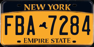 NY license plate FBA7284
