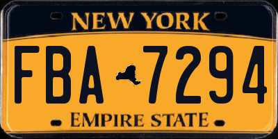 NY license plate FBA7294