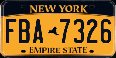 NY license plate FBA7326