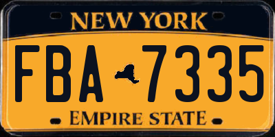 NY license plate FBA7335
