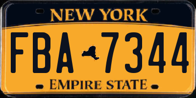 NY license plate FBA7344