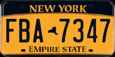 NY license plate FBA7347