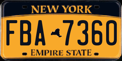 NY license plate FBA7360