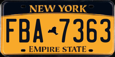 NY license plate FBA7363