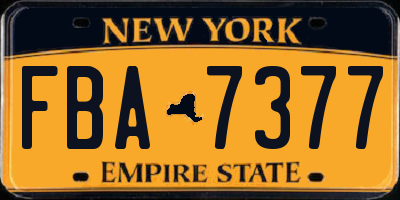 NY license plate FBA7377