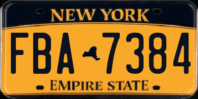 NY license plate FBA7384