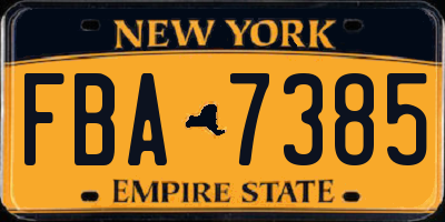 NY license plate FBA7385