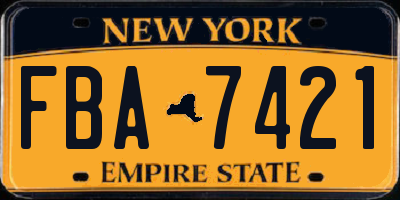 NY license plate FBA7421