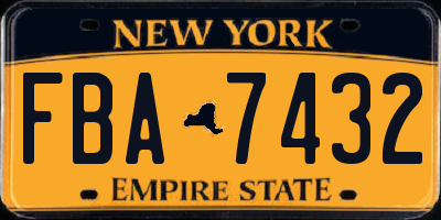 NY license plate FBA7432