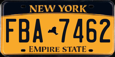 NY license plate FBA7462