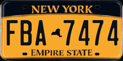 NY license plate FBA7474