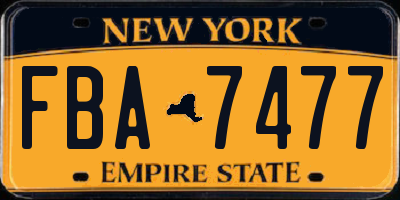 NY license plate FBA7477