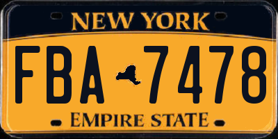 NY license plate FBA7478