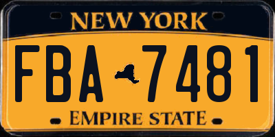 NY license plate FBA7481