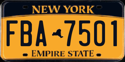 NY license plate FBA7501