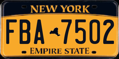 NY license plate FBA7502