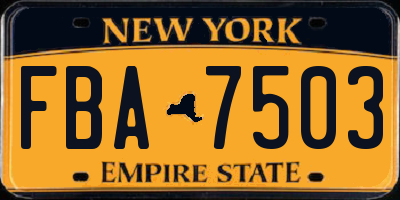 NY license plate FBA7503