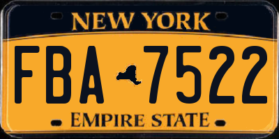 NY license plate FBA7522