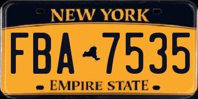 NY license plate FBA7535