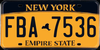 NY license plate FBA7536