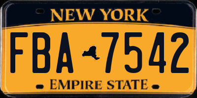NY license plate FBA7542