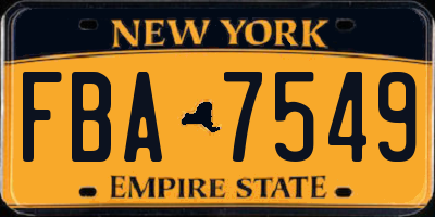 NY license plate FBA7549