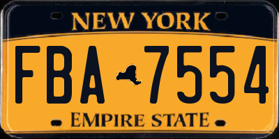 NY license plate FBA7554