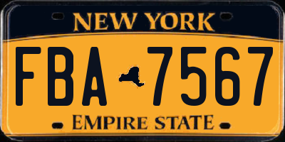 NY license plate FBA7567