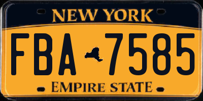 NY license plate FBA7585
