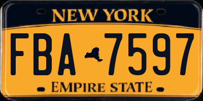 NY license plate FBA7597