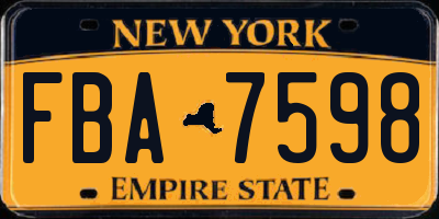 NY license plate FBA7598