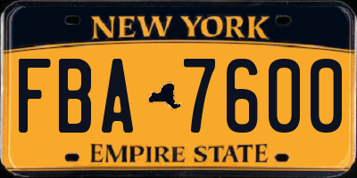 NY license plate FBA7600