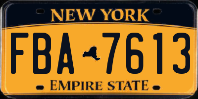 NY license plate FBA7613