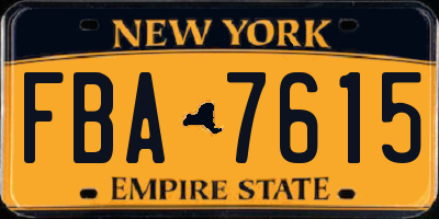 NY license plate FBA7615
