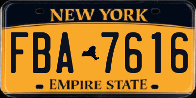 NY license plate FBA7616