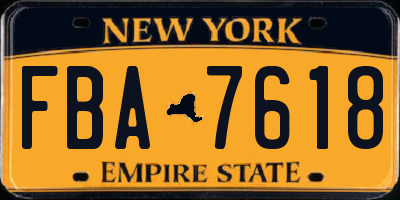 NY license plate FBA7618