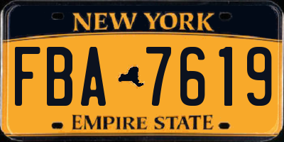 NY license plate FBA7619