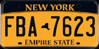 NY license plate FBA7623
