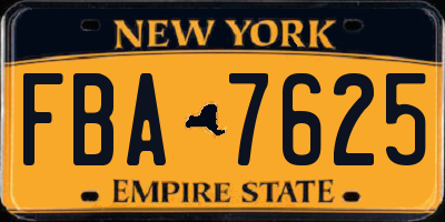 NY license plate FBA7625