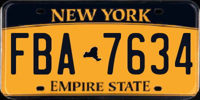 NY license plate FBA7634