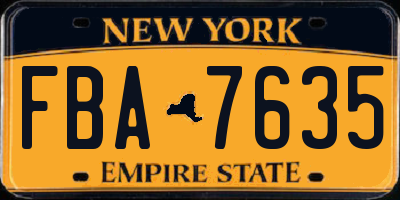 NY license plate FBA7635
