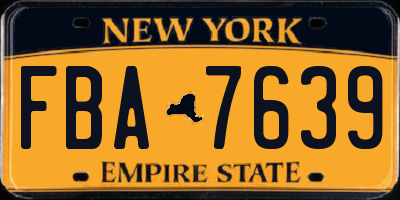 NY license plate FBA7639
